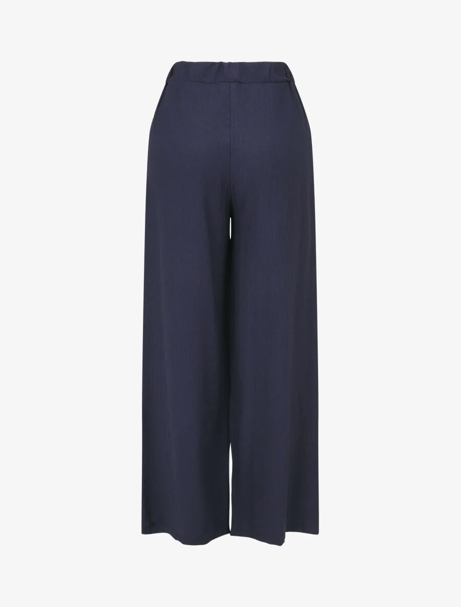 Soepele elastische effen broek - Marineblauw - Image 2