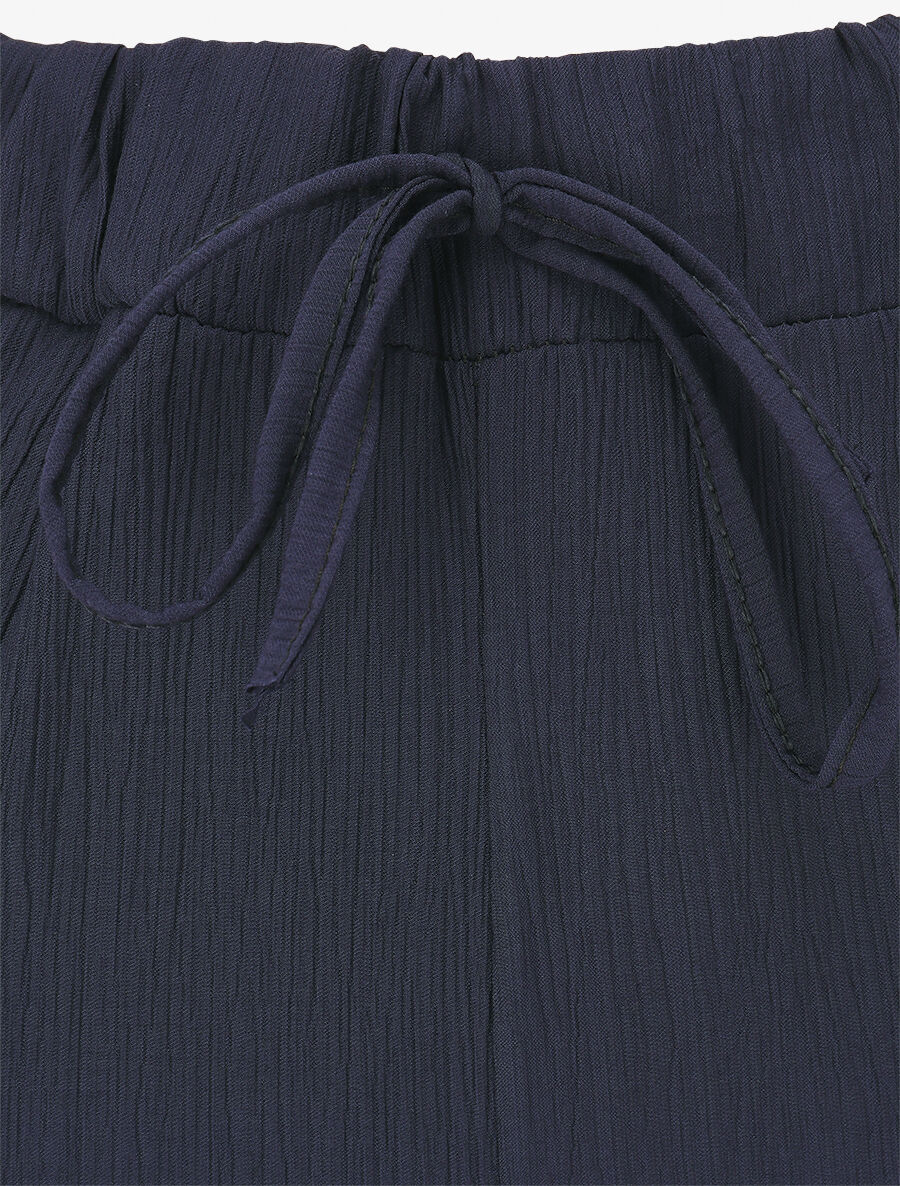 Soepele elastische effen broek - Marineblauw - Image 3