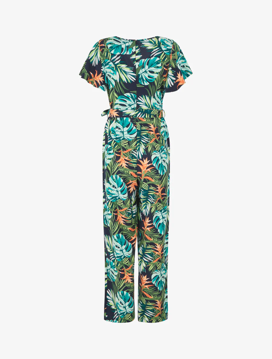 Soepele jumpsuit met tropische print - groen - Image 2