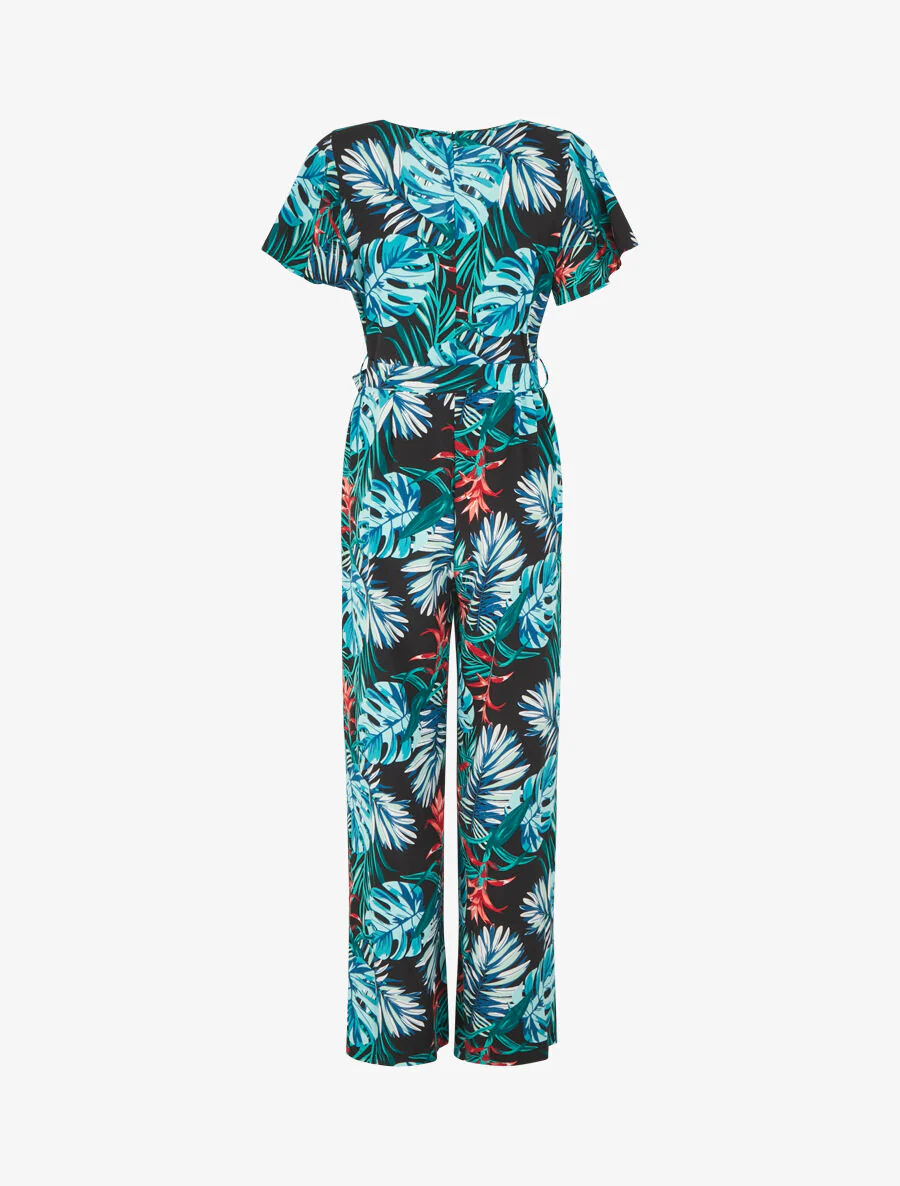 Soepele jumpsuit met tropische print - Marineblauw - Image 2