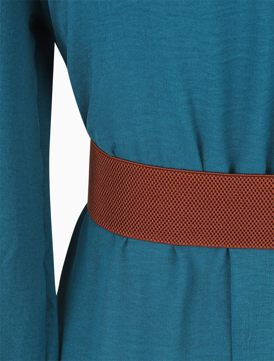 Soepele jurk met stijlvolle vierkante kraag - Olie blauw - Image 3