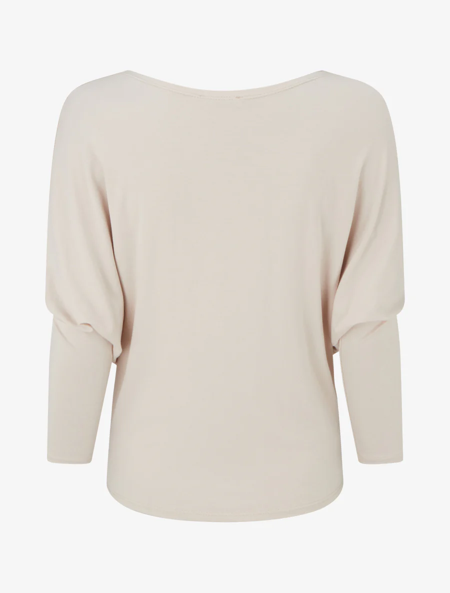 Soepelvallend top met 3/4 vleermuismouwen - Beige - Image 2