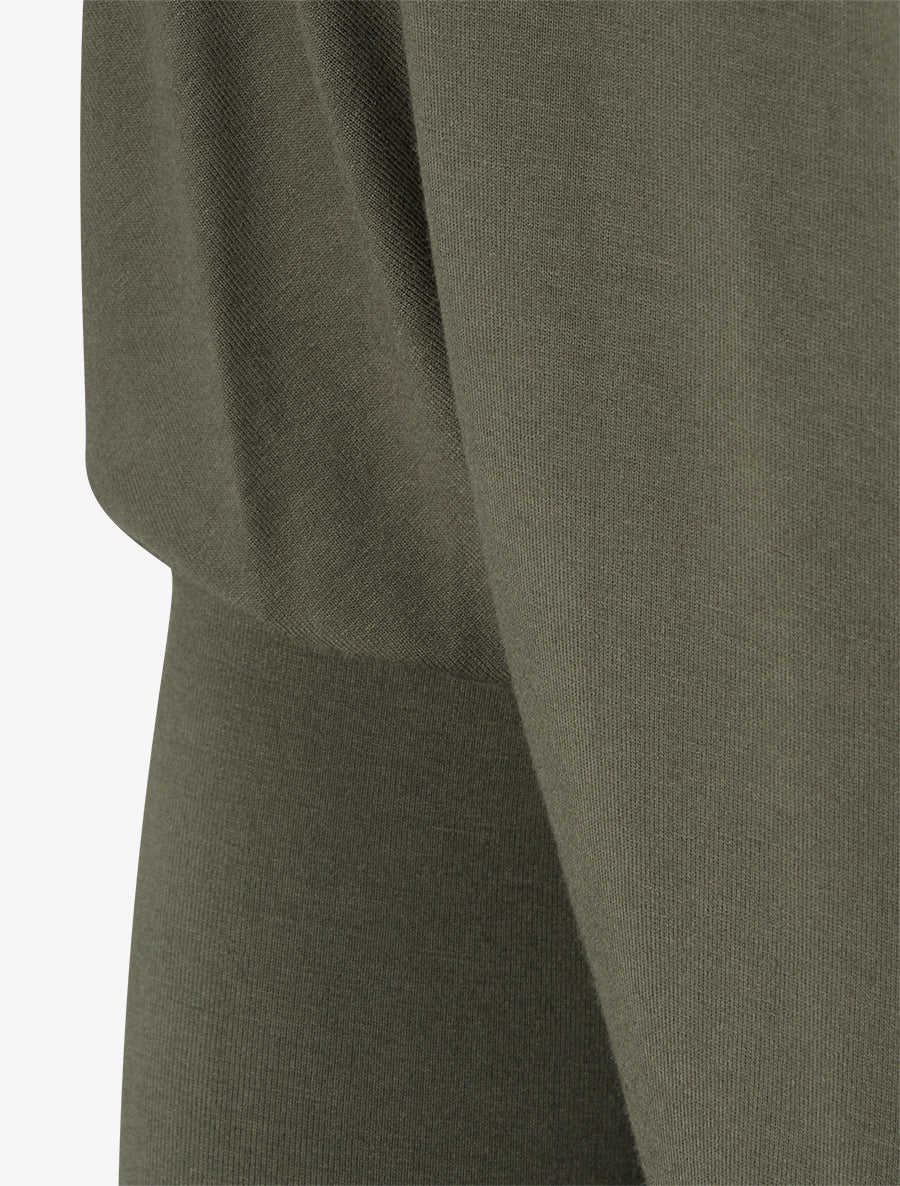 Soepelvallend top met 3/4 vleermuismouwen - Kaki - Image 3