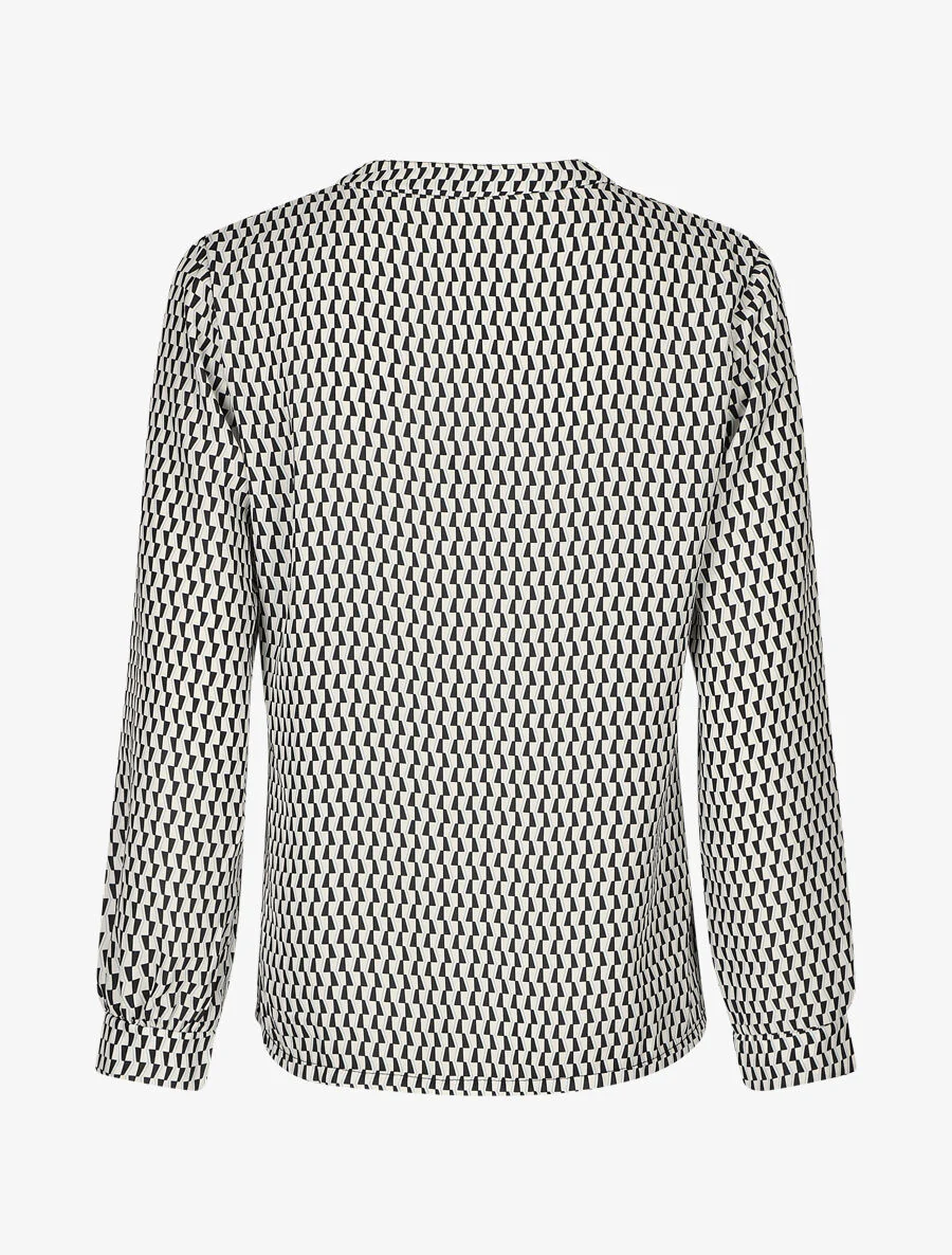 Soepelvallende blouse met grafische print - Zwart - Image 2