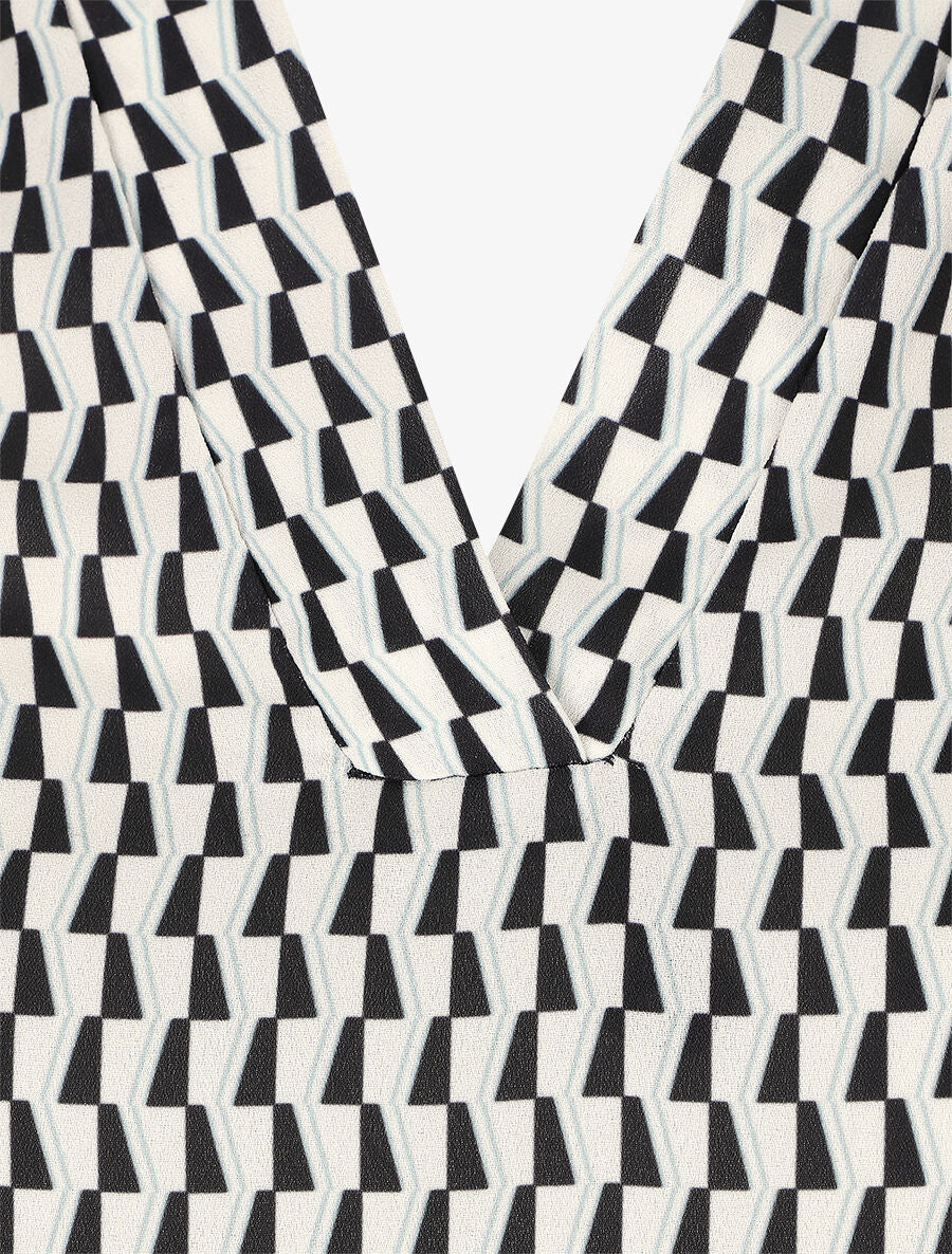 Soepelvallende blouse met grafische print - Zwart - Image 3