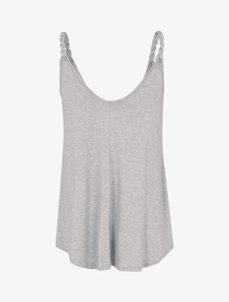 Soepelvallende tanktop met gedraaide bandjes - gemĂȘleerd grijs - Image 2