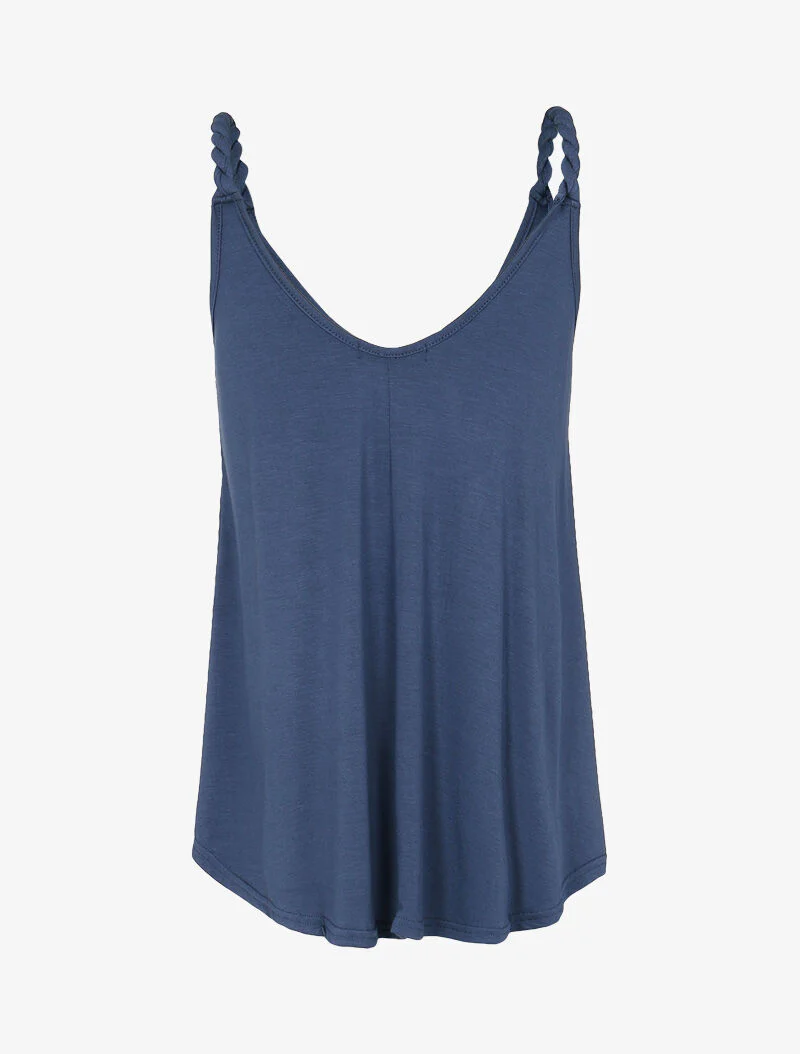Soepelvallende tanktop met gedraaide bandjes - blauw - Image 2