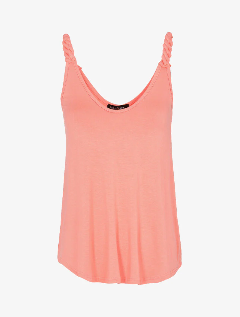 Soepelvallende tanktop met gedraaide bandjes - perzik