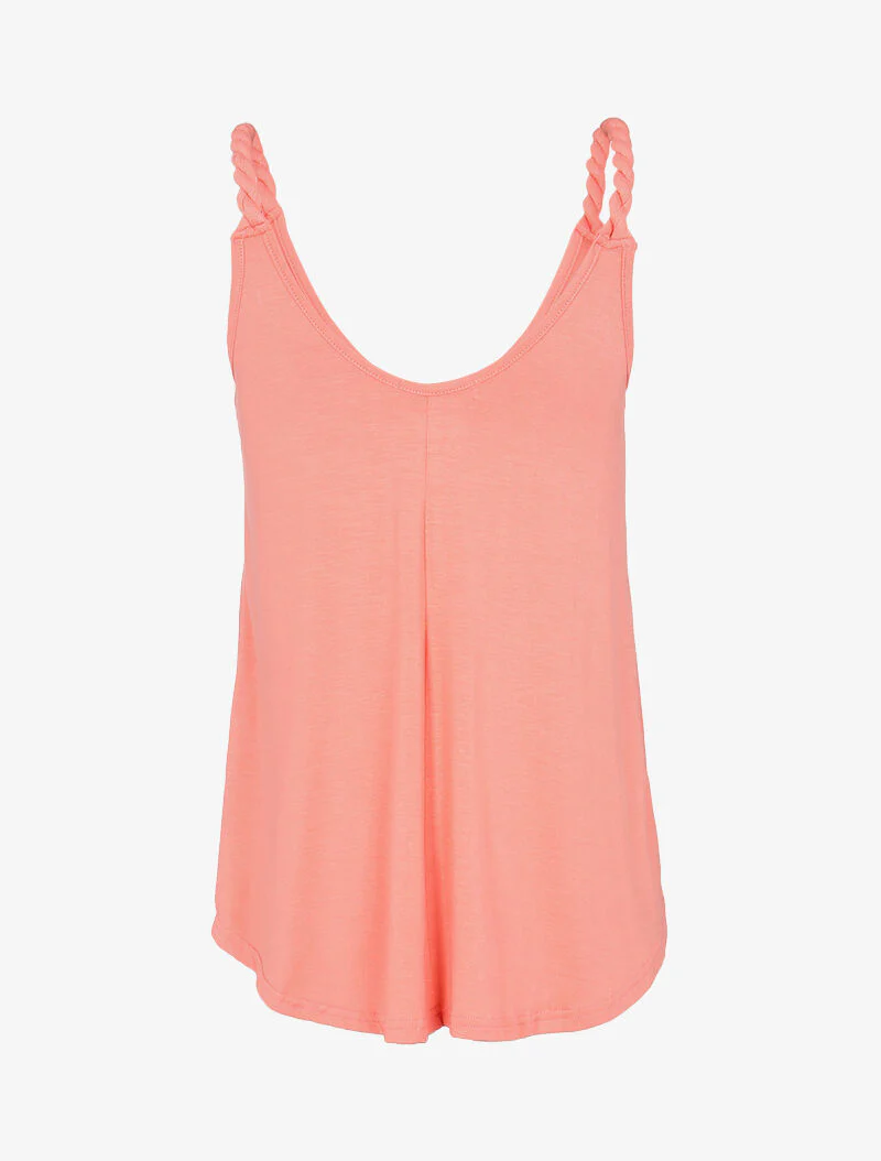 Soepelvallende tanktop met gedraaide bandjes - perzik - Image 2
