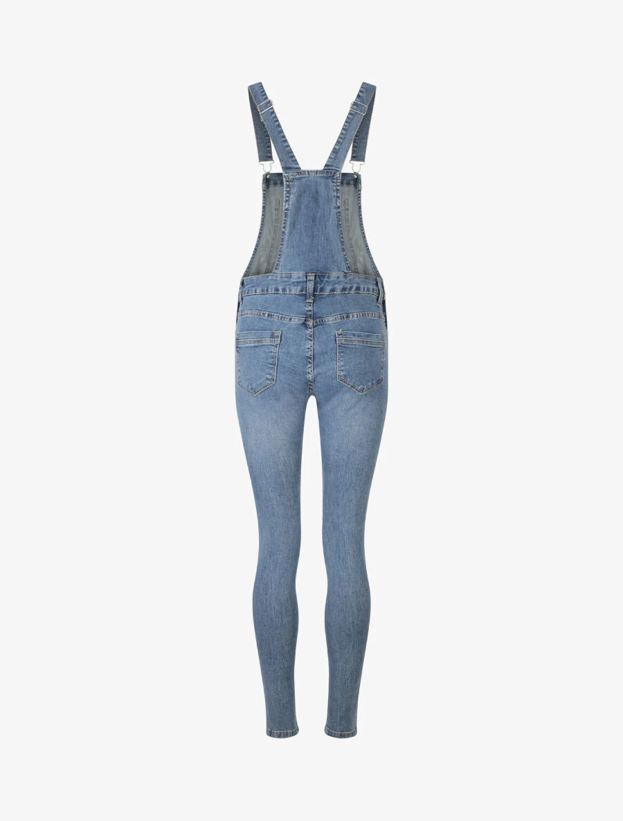 Jeans overall met scheurdetails - Lichtblauw - Image 2