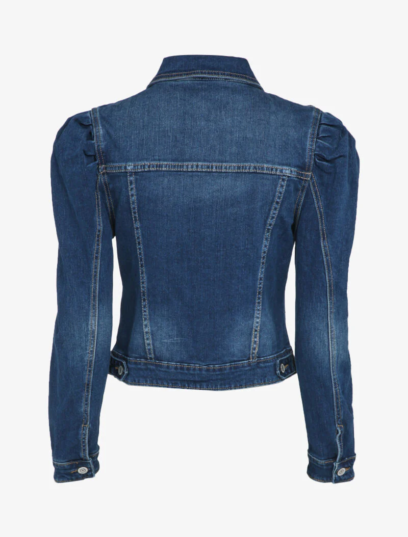 Spijkerjasje met pofmouwen - Donkerblauw denim - Image 2