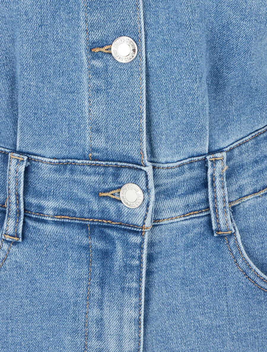 Spijkerjumpsuit met korte mouwen - Blauw - Image 3