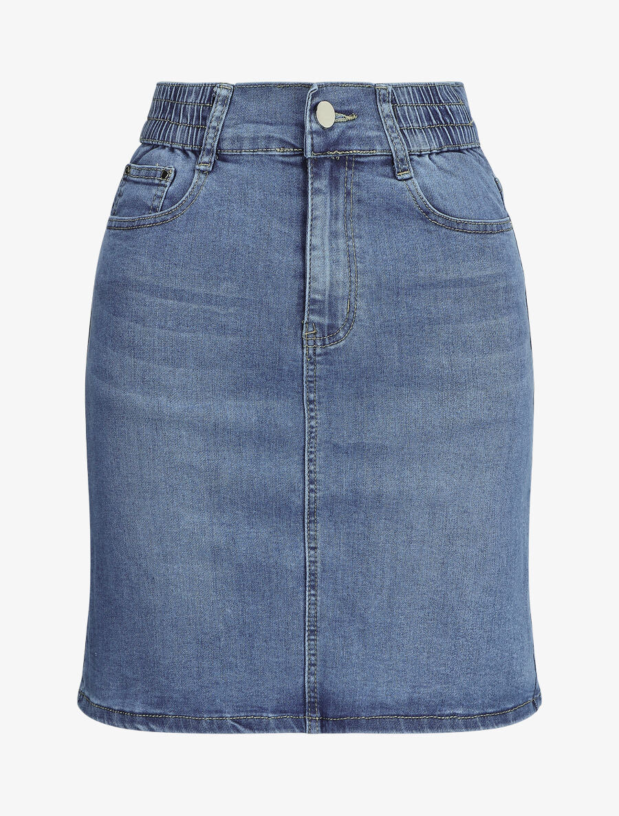 Spijkerrok met elastische tailleband - Blauw denim