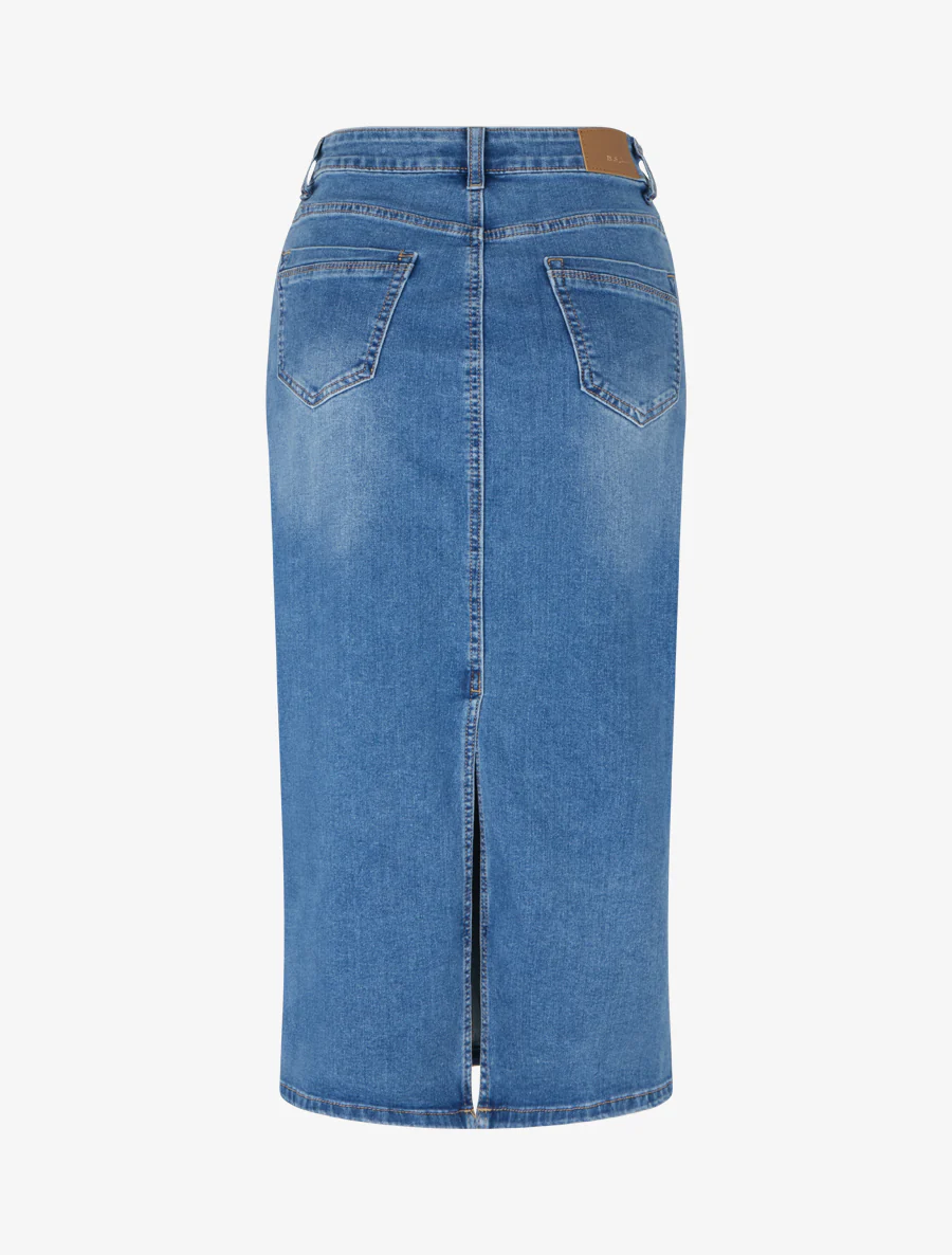 Spijkerrok met split aan de achterkant - Blauw - Image 2