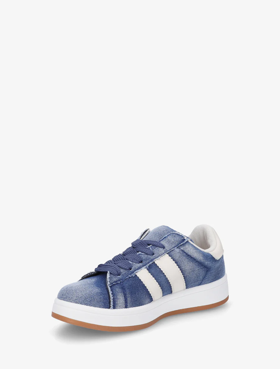 Spijkersneakers met contrasterende strepen - Blauwe denim - Image 3