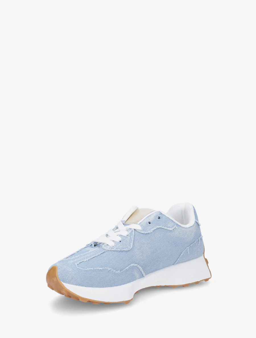 Spijkerstoffen sneakers met iriserend detail - Lichtblauw - Image 3