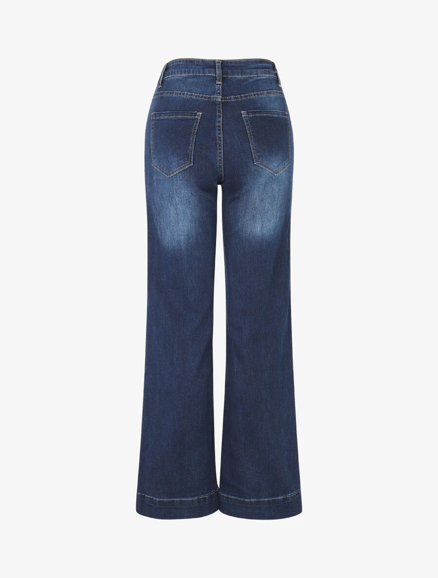 Stadaard flare jeans met sierknopen - blauw - Image 2