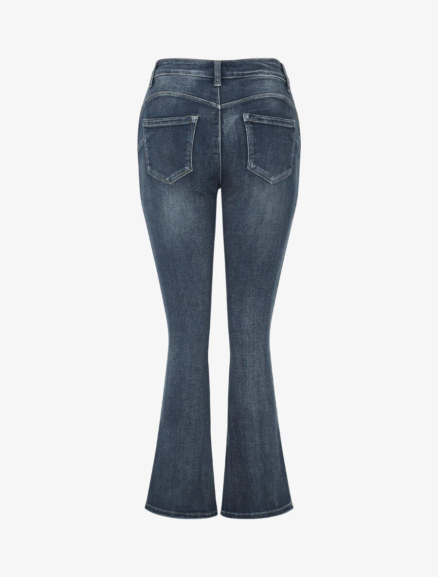 Standaard push-up washed flare jeans - blauw - Image 2