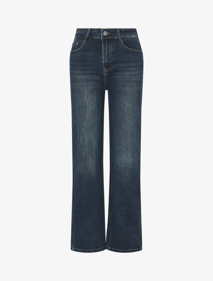 Standaard push-up washed jeans met rechte pijpen - Blauw