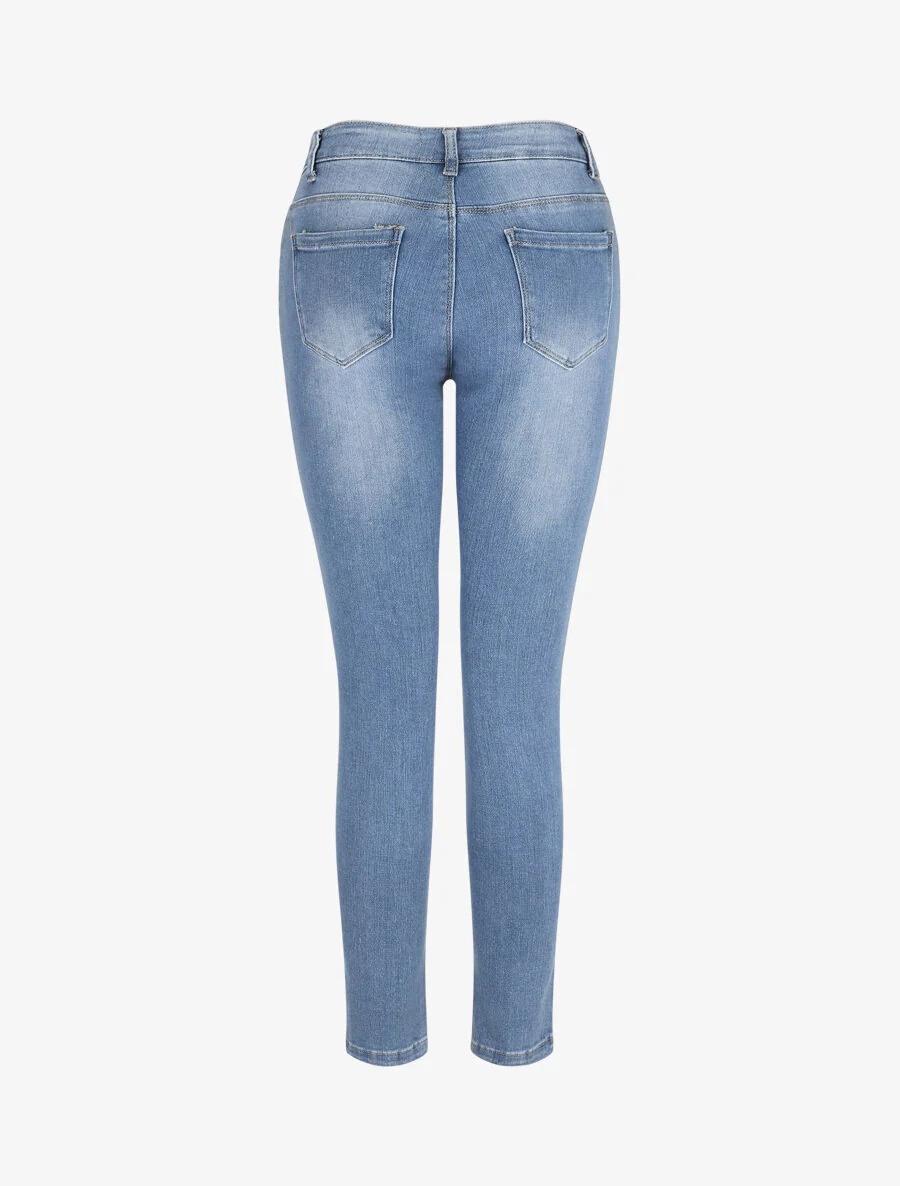 Standaard skinny jeans met decoratieve knoopzakken - blauw - Image 2