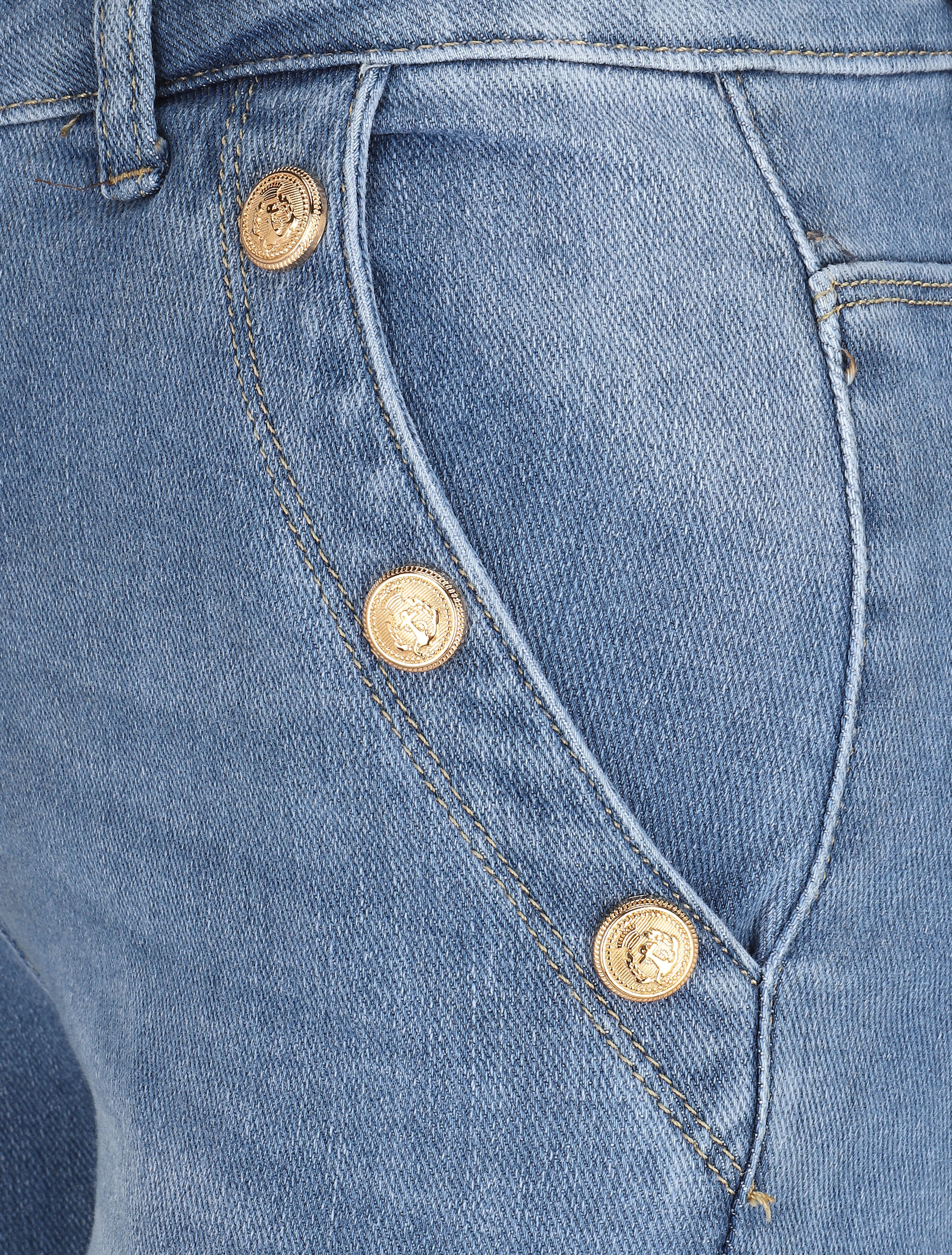 Standaard skinny jeans met decoratieve knoopzakken - blauw - Image 3