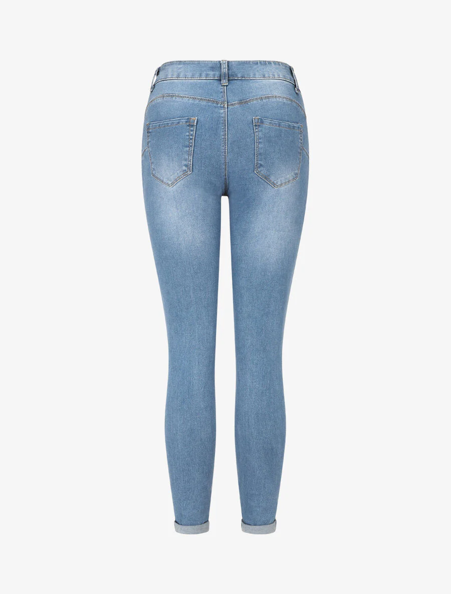 Standaard skinny jeans met revers - blauw - Image 2