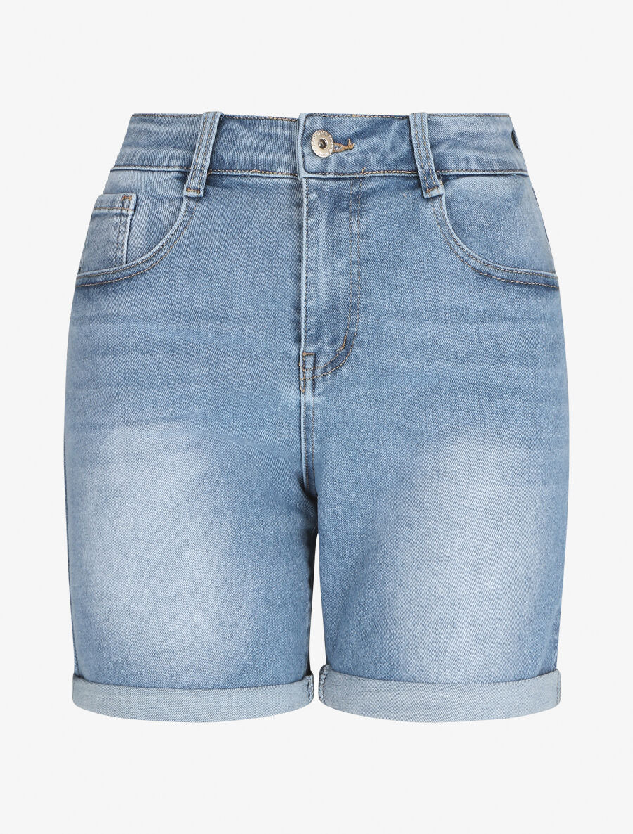 Standaard taille. nauwsluitende denim shorts - lichtblauw
