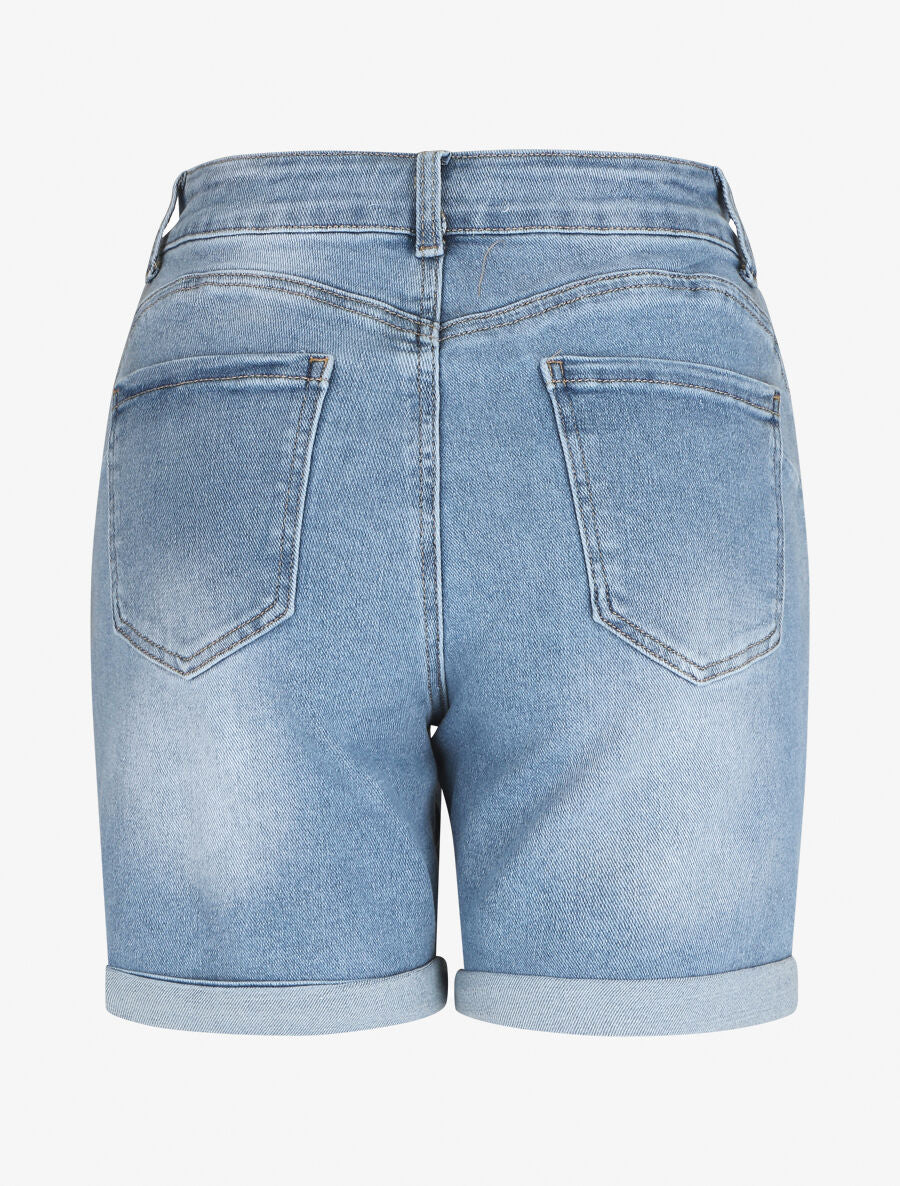 Standaard taille. nauwsluitende denim shorts - lichtblauw - Image 2