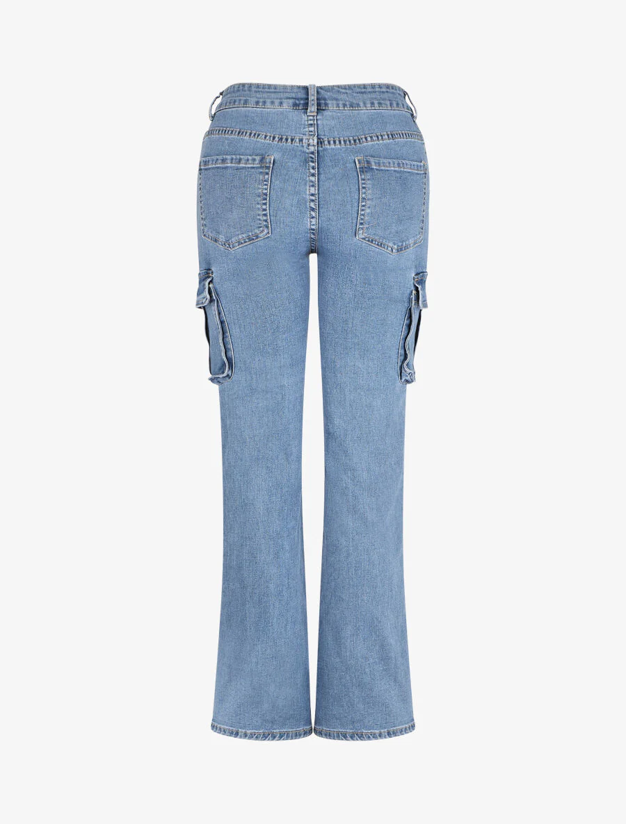 Standaard taille. rechte cargo jeans - blauw - Image 2