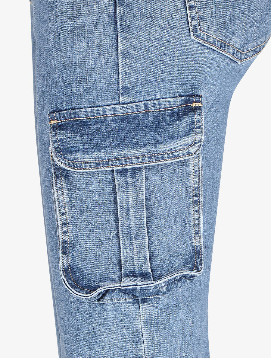 Standaard taille. rechte cargo jeans - blauw - Image 3