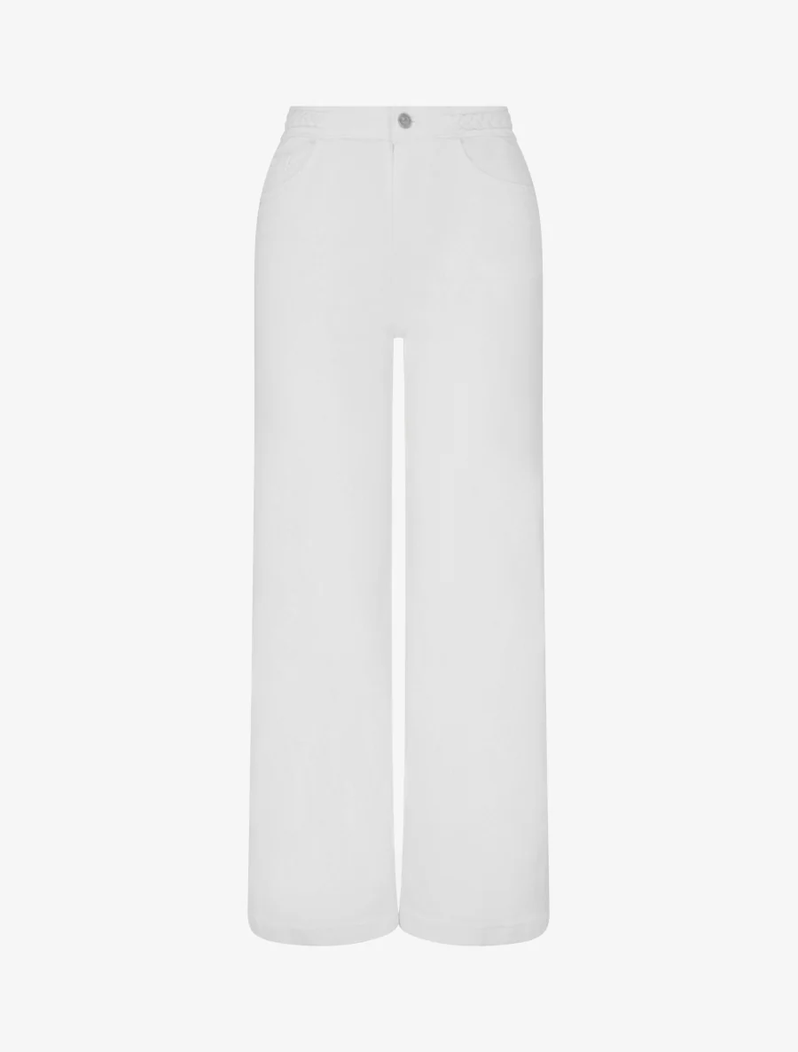 Standaard taille rechte jeans met vlecht - Wit