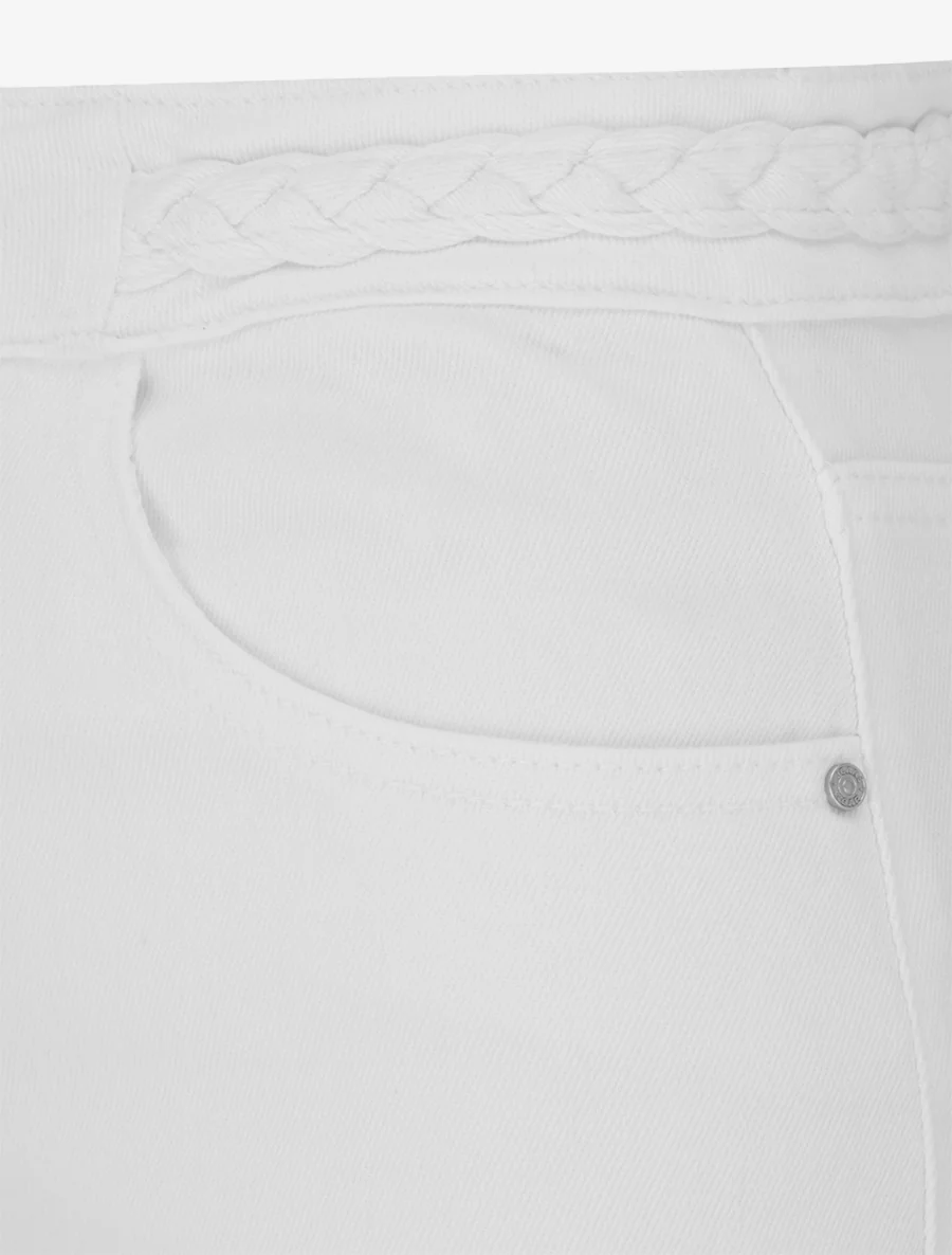 Standaard taille rechte jeans met vlecht - Wit - Image 3