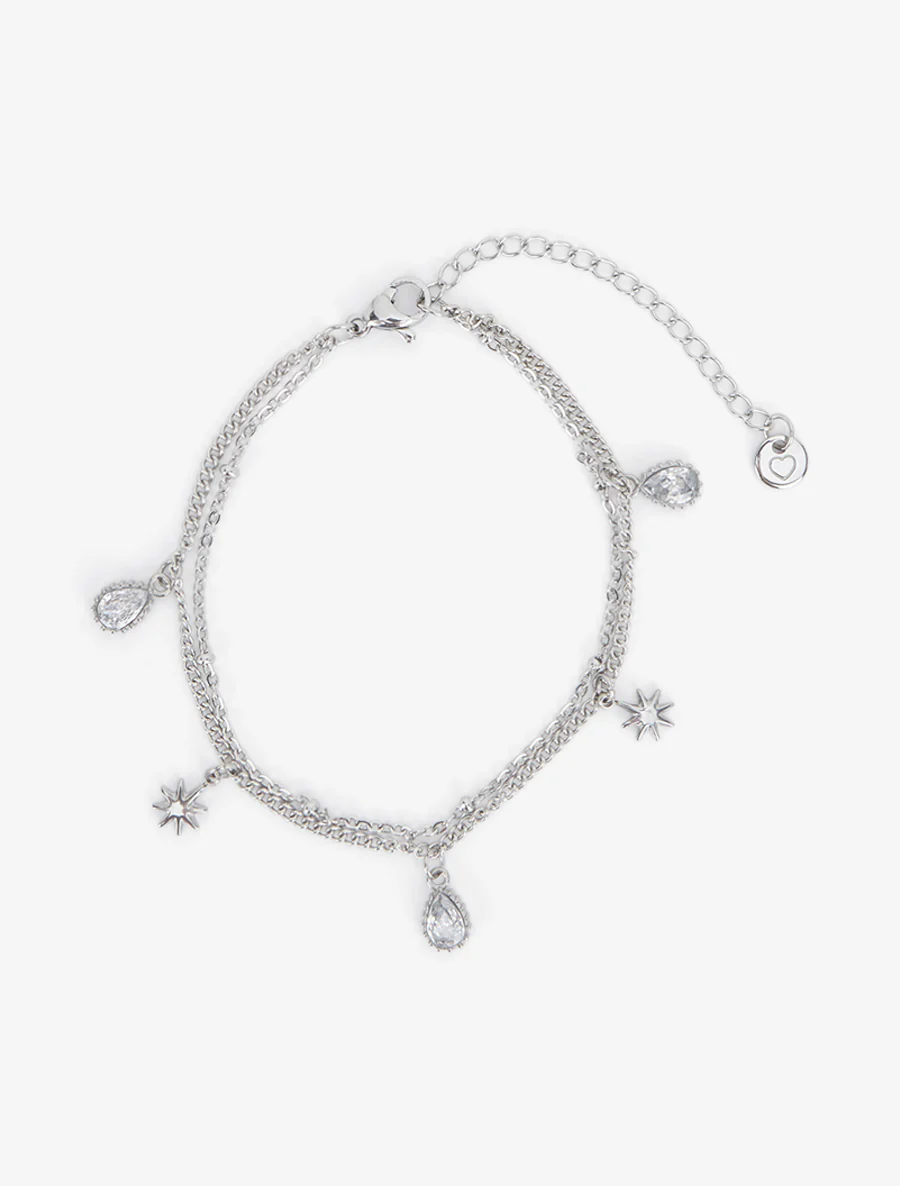 Sterrenarmband en druppels versierd met witte zirkoonstenen - Geld - Image 2