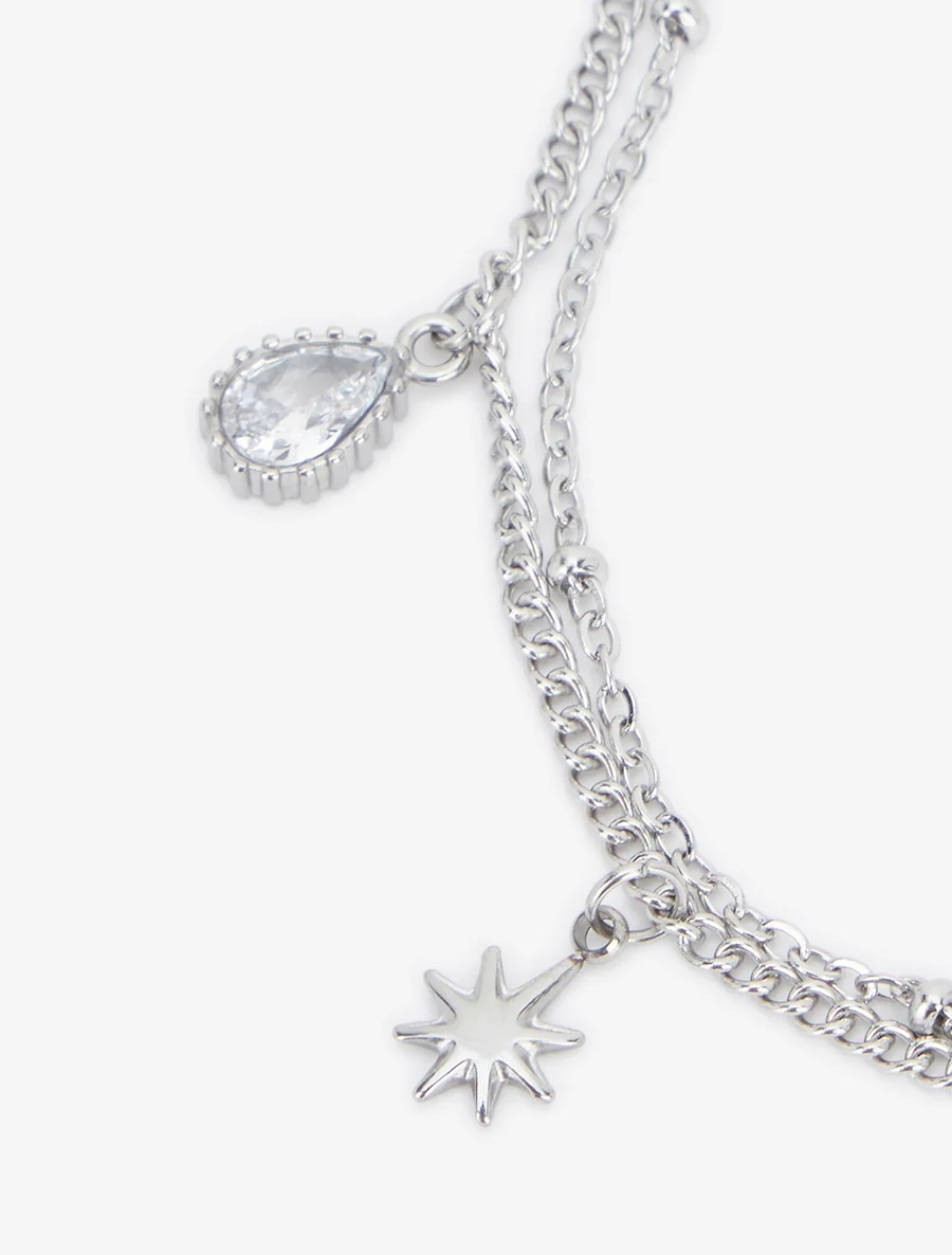 Sterrenarmband en druppels versierd met witte zirkoonstenen - Geld - Image 3