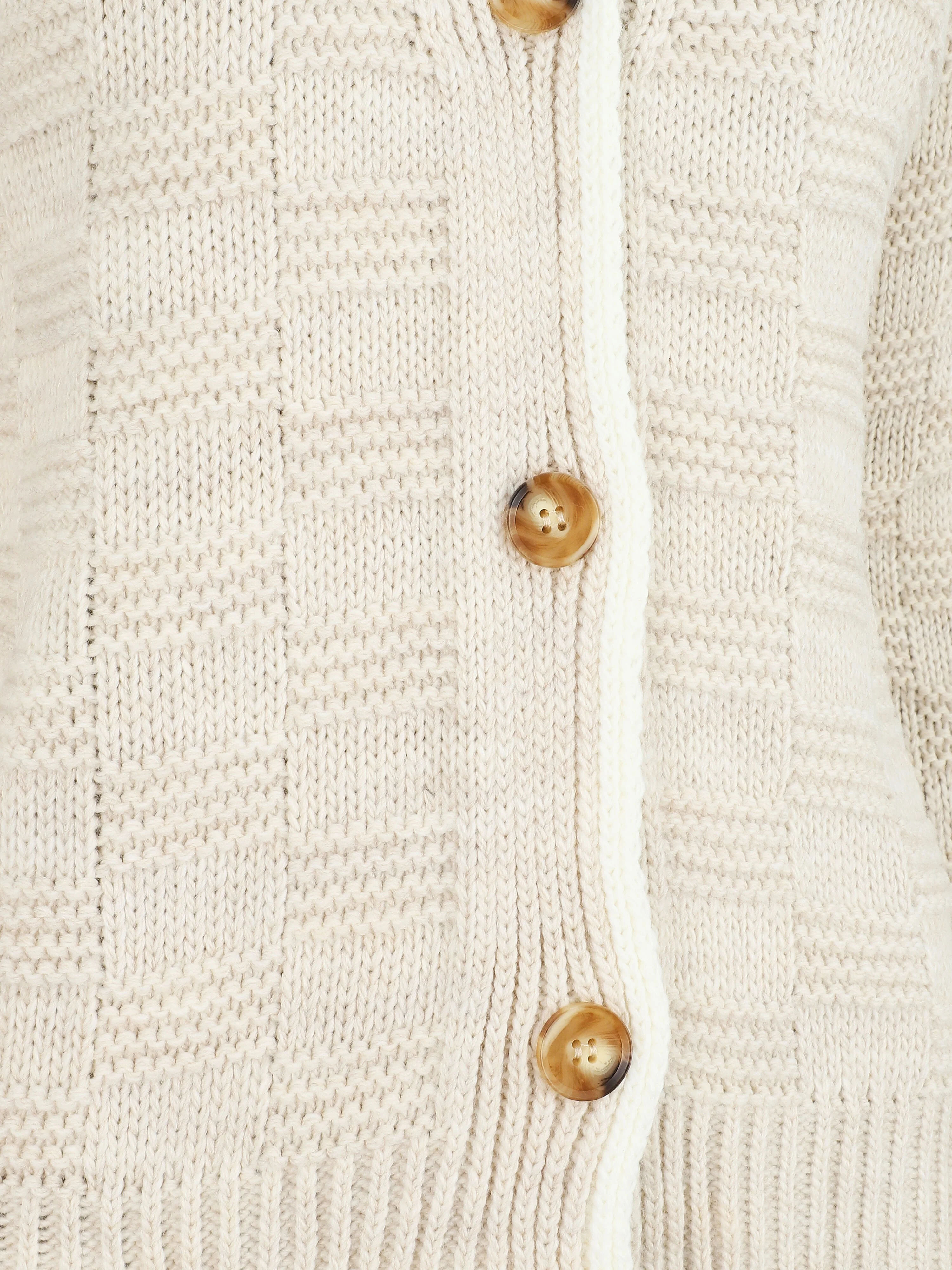 Stijlvolle gebreide V-halsvest - Beige - Image 3