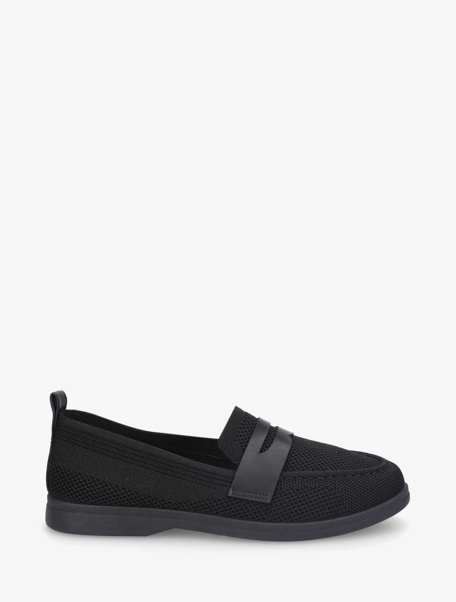 Stoffen mocassins met imitatie-inzetstuk - Zwart