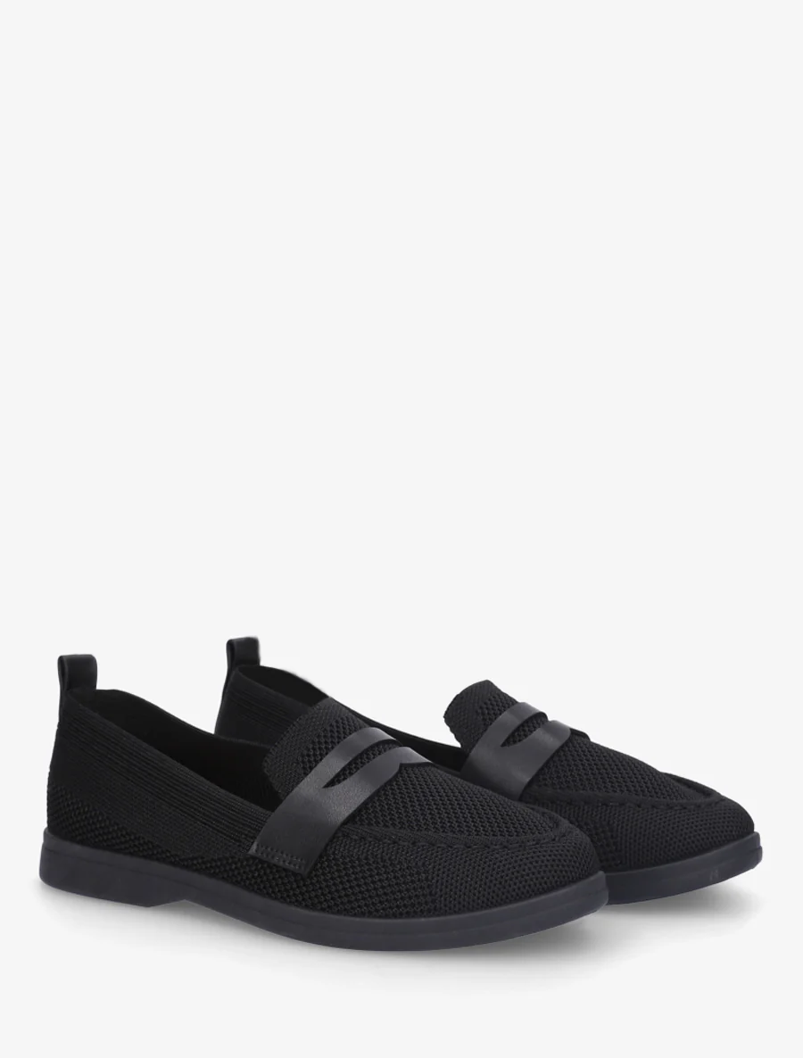 Stoffen mocassins met imitatie-inzetstuk - Zwart - Image 4