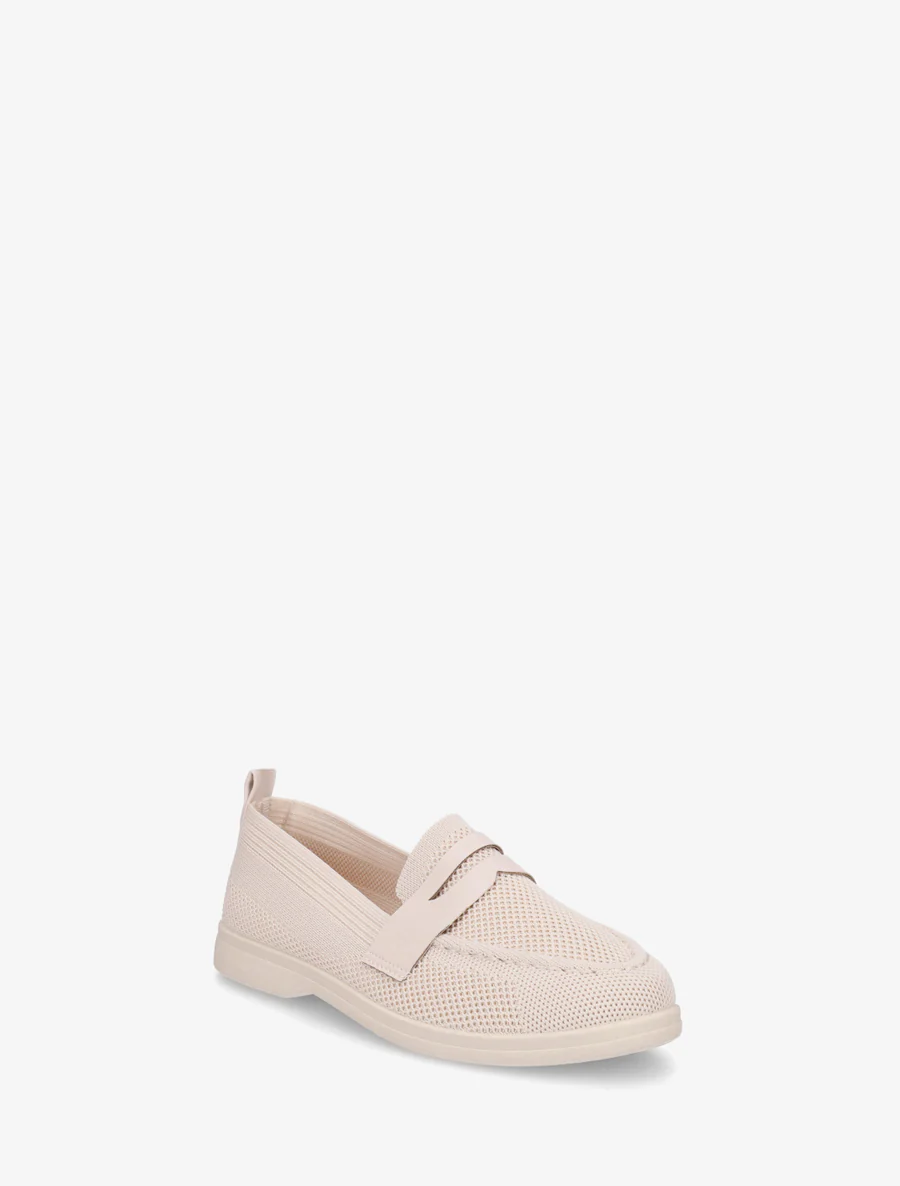 Stoffen mocassins met imitatie-inzetstuk - Beige - Image 2