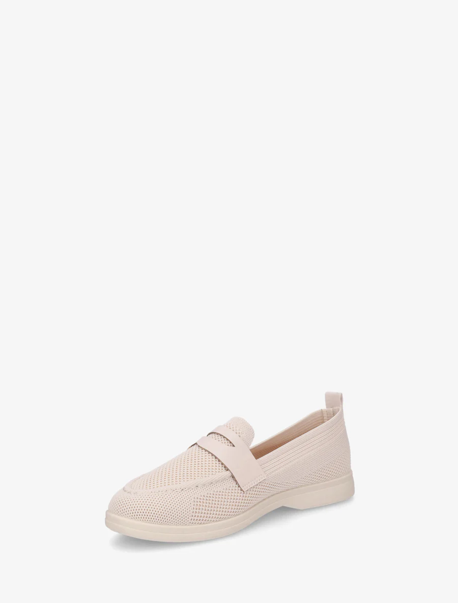 Stoffen mocassins met imitatie-inzetstuk - Beige - Image 3