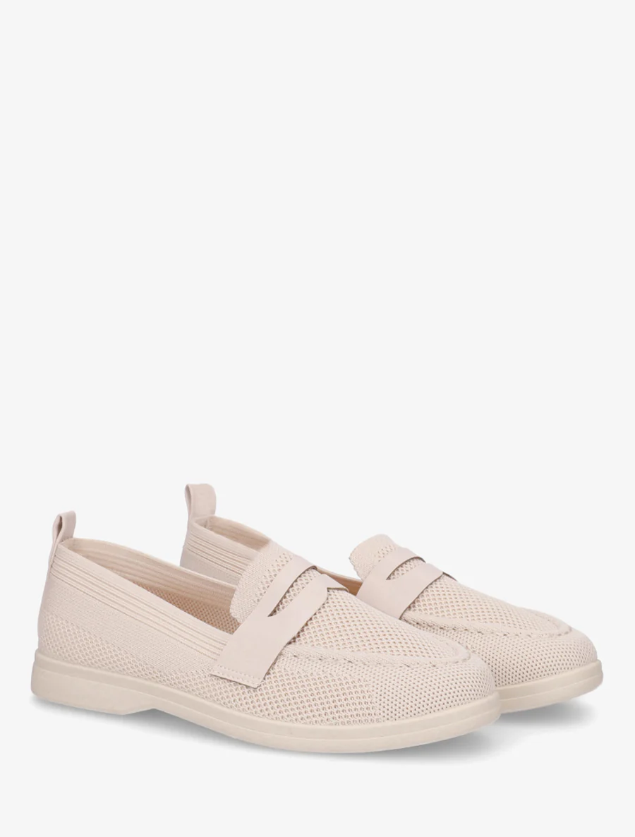 Stoffen mocassins met imitatie-inzetstuk - Beige - Image 4