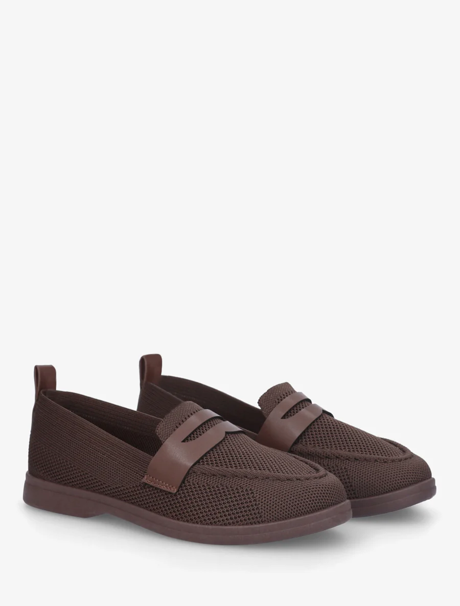 Stoffen mocassins met imitatie-inzetstuk - Bruin - Image 4