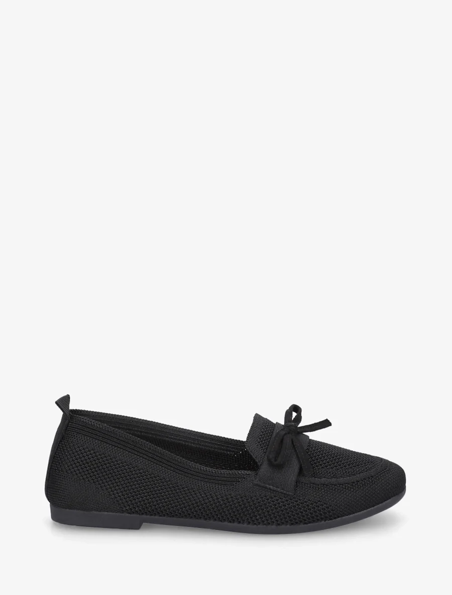 Stoffen mocassins met strikje - Zwart