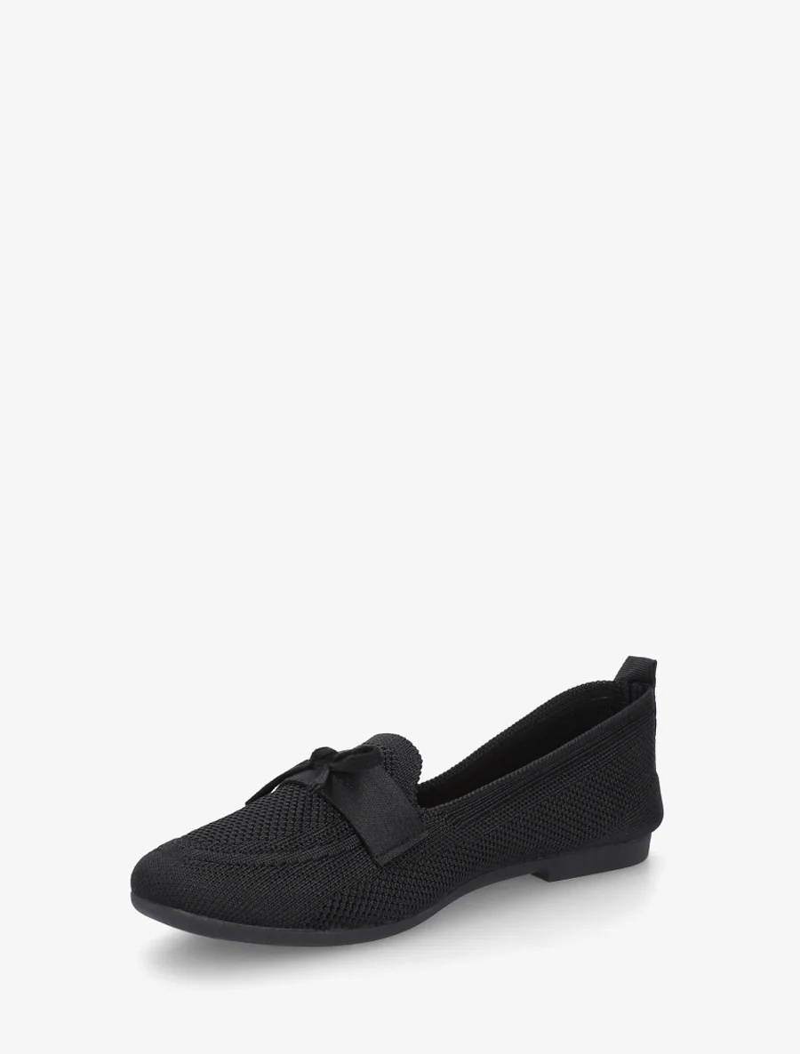 Stoffen mocassins met strikje - Zwart - Image 3