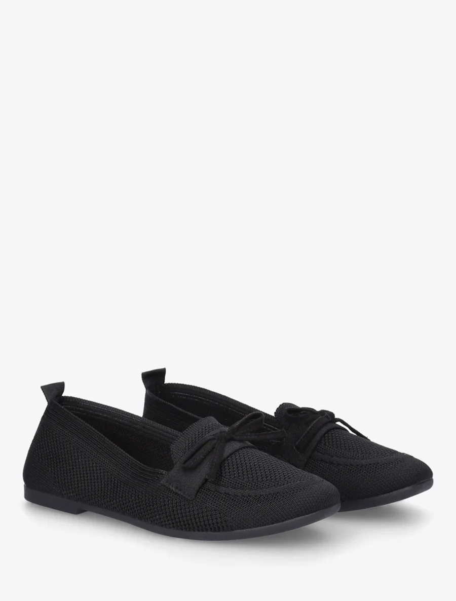 Stoffen mocassins met strikje - Zwart - Image 4