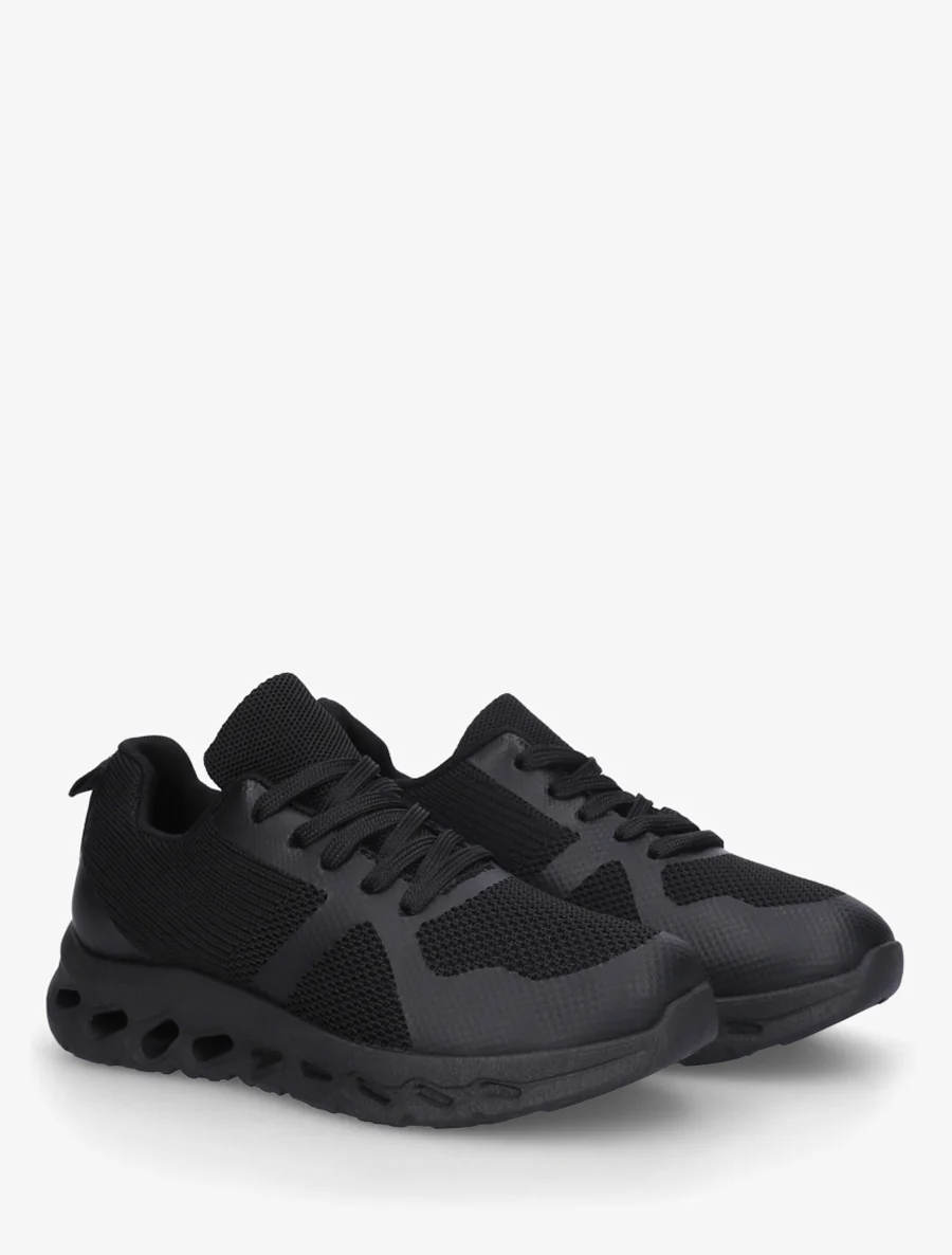 Stoffen sneakers met een geperforeerde zool - Zwart - Image 4