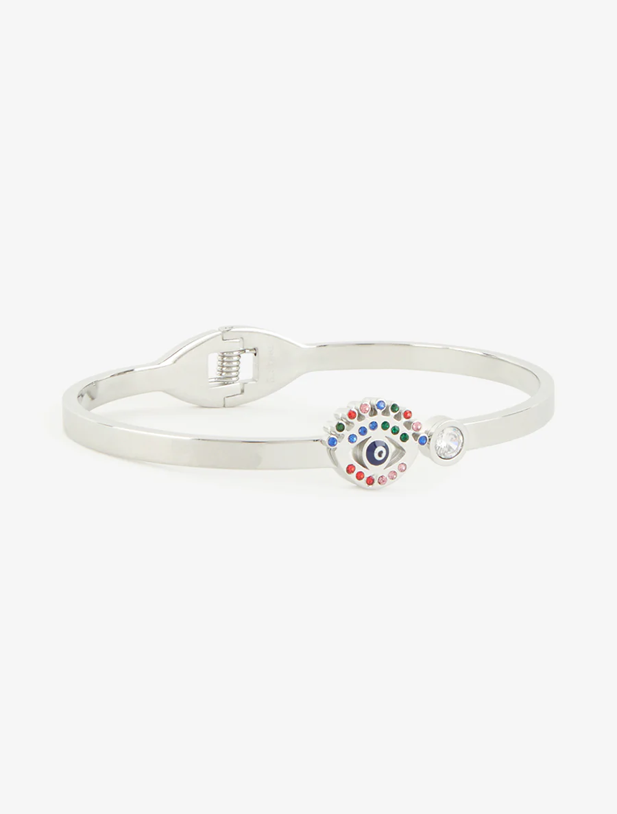 Strass oogmotief armband - Zilver/zwart - Image 2