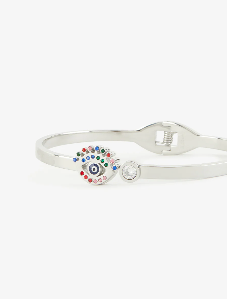 Strass oogmotief armband - Zilver/zwart - Image 3