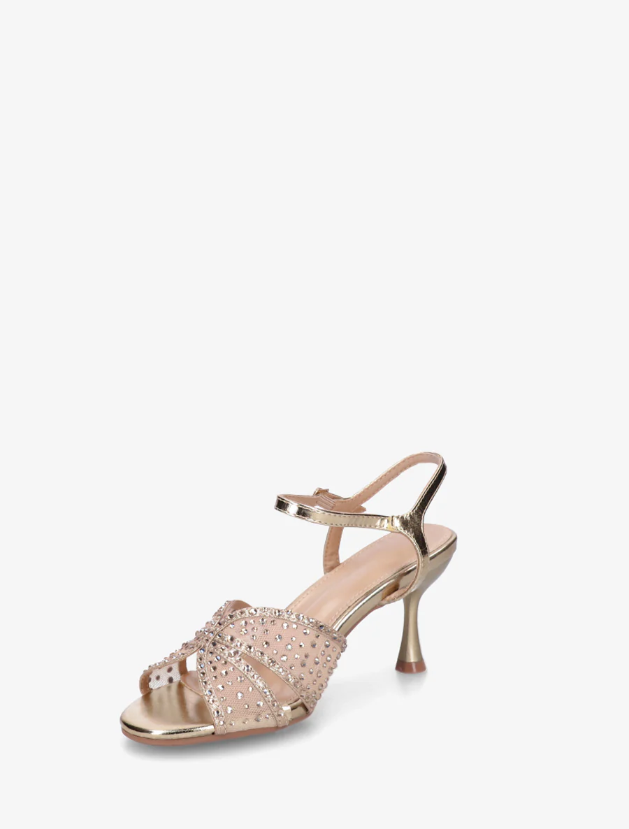 Strass sandalen en naaldhak - Goud - Image 3