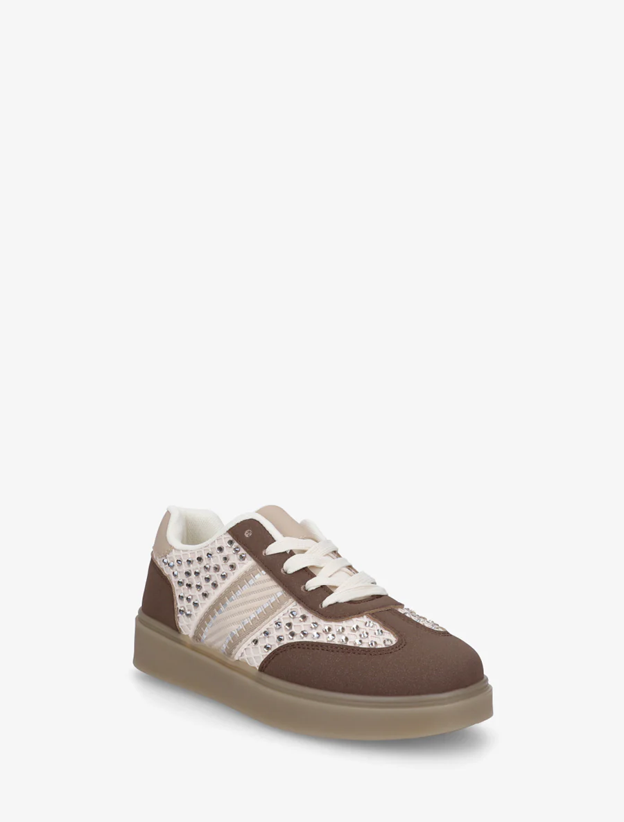 Strass-sneakers met rubberen zool - Bruin - Image 2