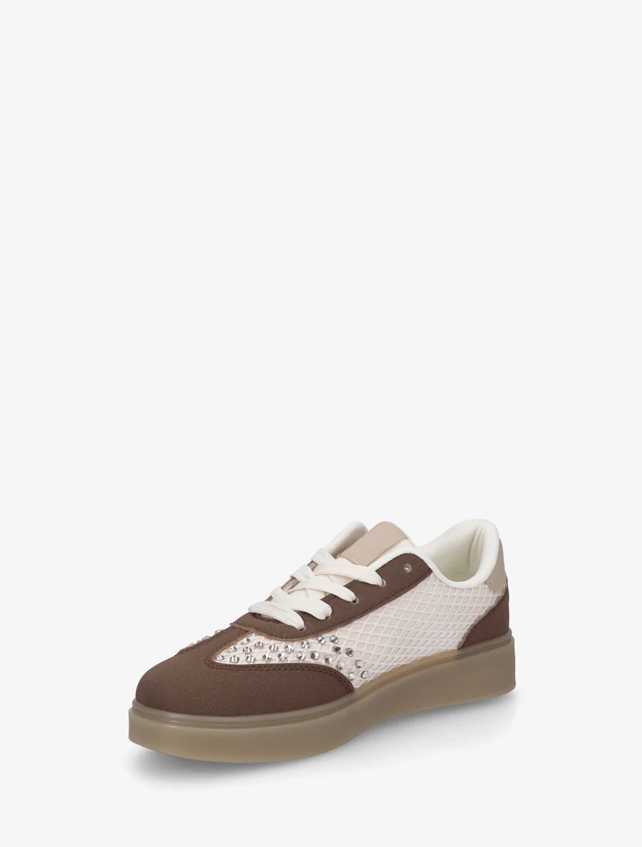 Strass-sneakers met rubberen zool - Bruin - Image 3